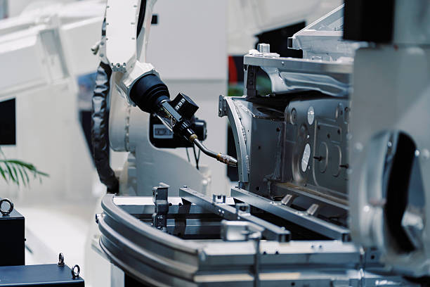 robot arm working in factory robot arm working in factory